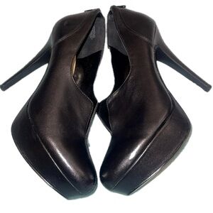 Nine West Size 9M Black Leather Platform Stiletto Ankle Booties “Shooties”
